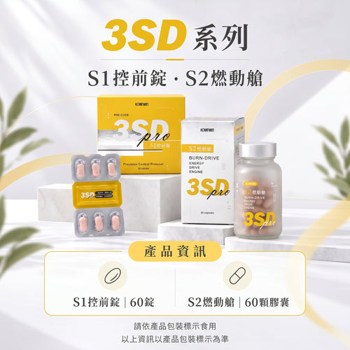 【雙效體態管理】KCWINWIN 3SD Pro 完美輕盈套裝 (S1控前錠60錠 + S2燃動艙60粒)