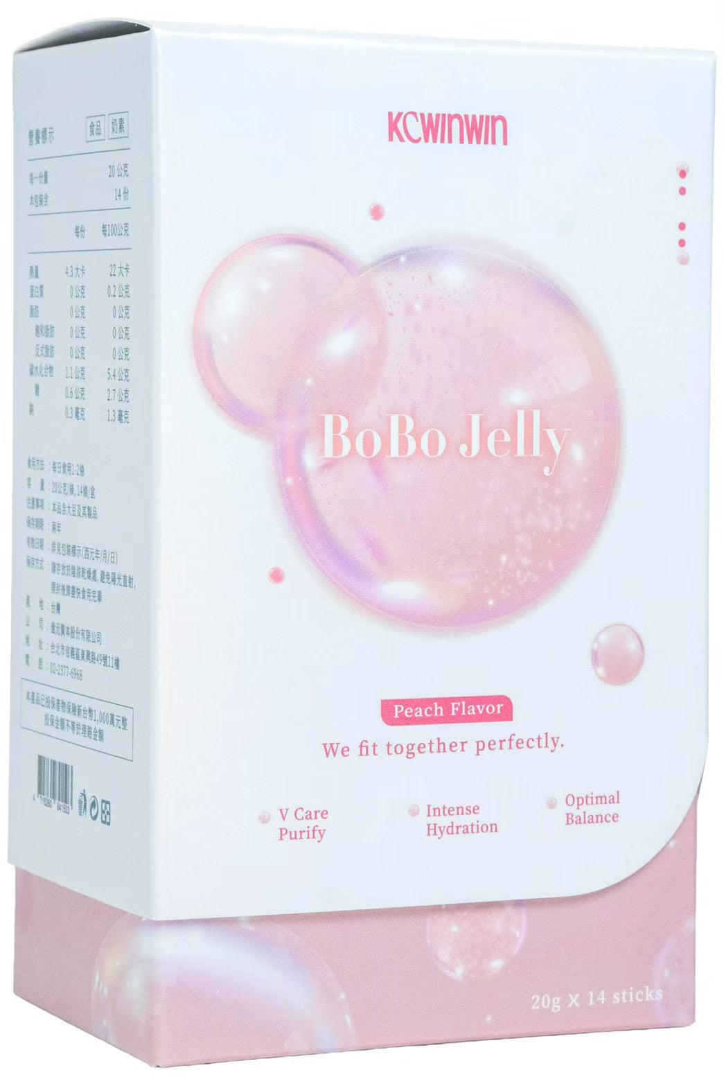 【365 Pick Select | 店主親自實測】KCWINWIN 啵啵爆水凍 BoBo Jelly (水蜜桃風味) - 告別反覆感染！私密斷尾 x 調節經期 雙效保養 (14條/盒)